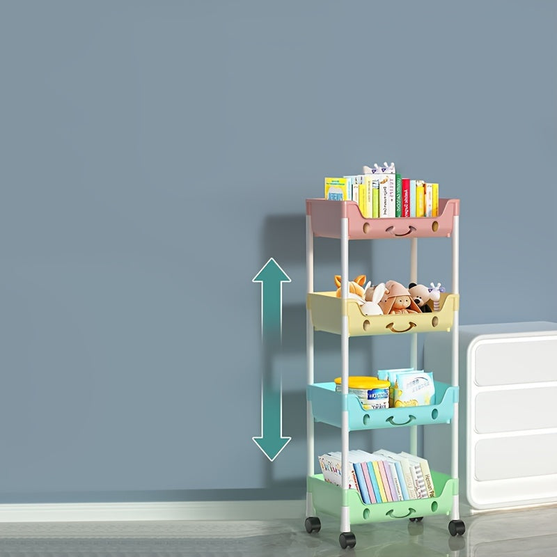 Plastic Rolling Cart Organizer with 3/4 Tiers for Kitchen, Bathroom, or Craft Storage - Lightweight and Stackable Storage Trolley