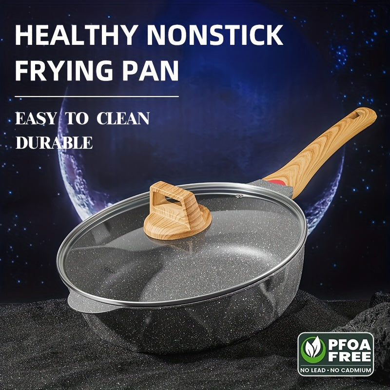 1 piece of a nonstick frying pan (23.88cm/27.94cm) with a granite finish. This versatile skillet can be used for cooking eggs, frying pans, and making pancakes. Suitable for use on gas stovetops and induction cookers. A must-have kitchen utensil and