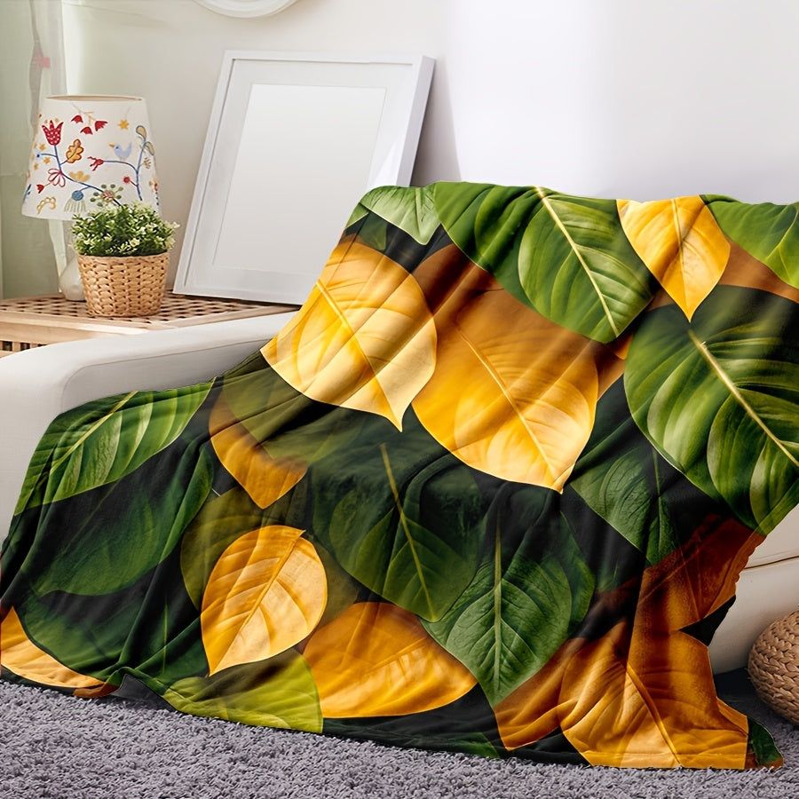 Get cozy with our 1pc 3D leaf print flannel blanket! Perfect for snuggling up on the sofa, bed, or even at the office. This soft and cozy throw blanket is ideal for travel and naptime, making it a versatile option for any occasion. Whether you're gifting