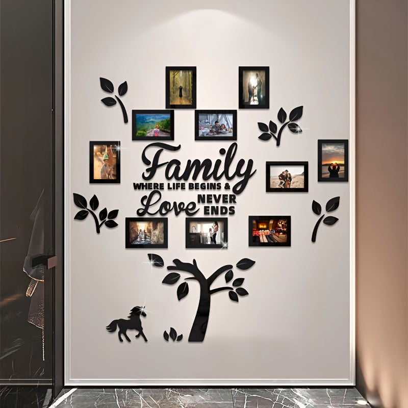 Decorate your walls with this 10-piece photo frame tree acrylic mirror wall sticker set to create a bright and fashionable visual effect. Perfect for home decoration in living rooms