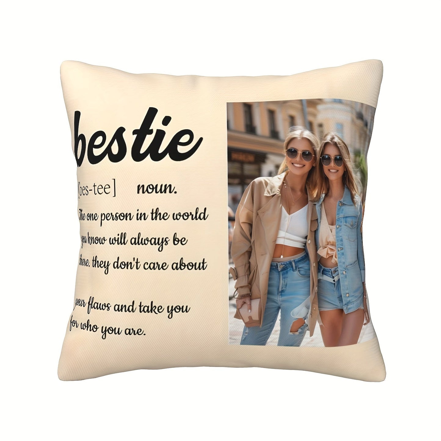 Customized Photo Pillowcase for Your Best Friend - Great Addition to Your Home Decor, Sized 45.72x45.72 cm, Perfect for gifting during Christmas, Thanksgiving, or Valentine's Day.