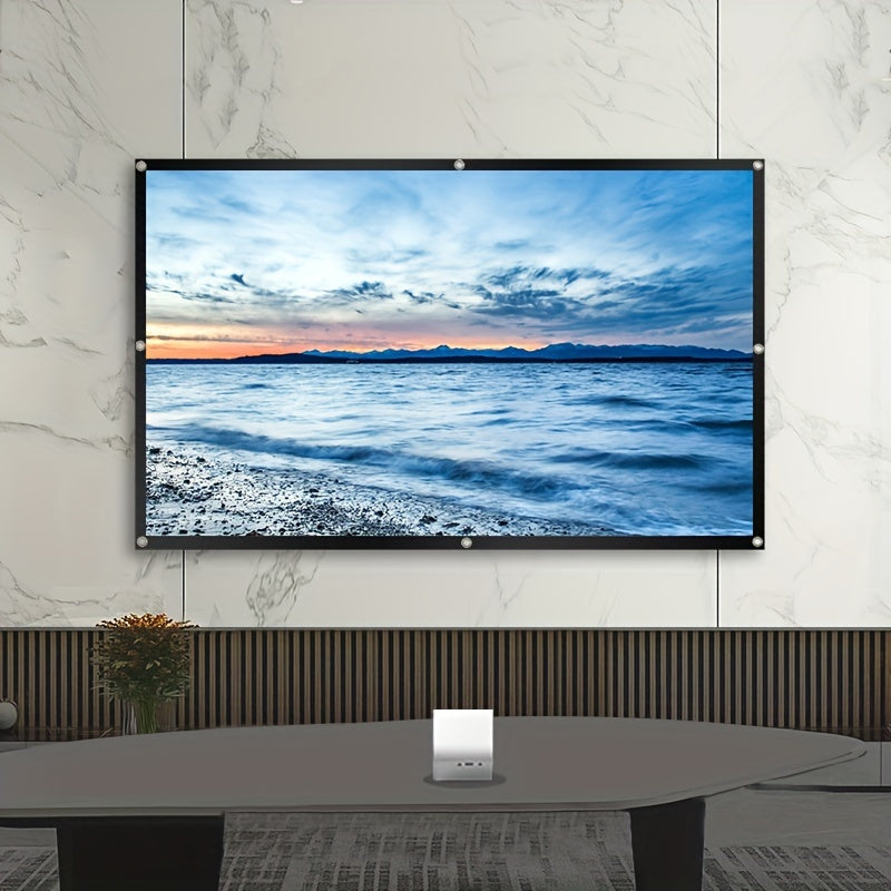 Two-sided projection screen with 4K resolution, available in various sizes for space-saving convenience. Easy to clean and can be ironed, suitable for bedrooms, living rooms, and large