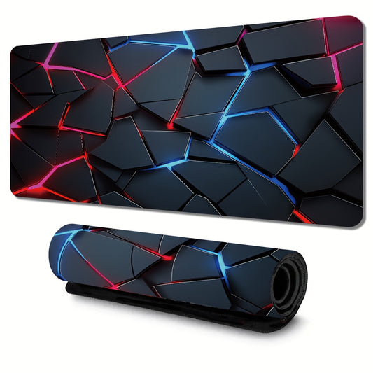 90x40cm Rectangle Gaming Mouse Pad with Red and Blue Gradient Design, Non-Slip Rubber Base, Precision Stitched Edges, and Keyboard Compatibility. Ideal for Gamers and Office Use.