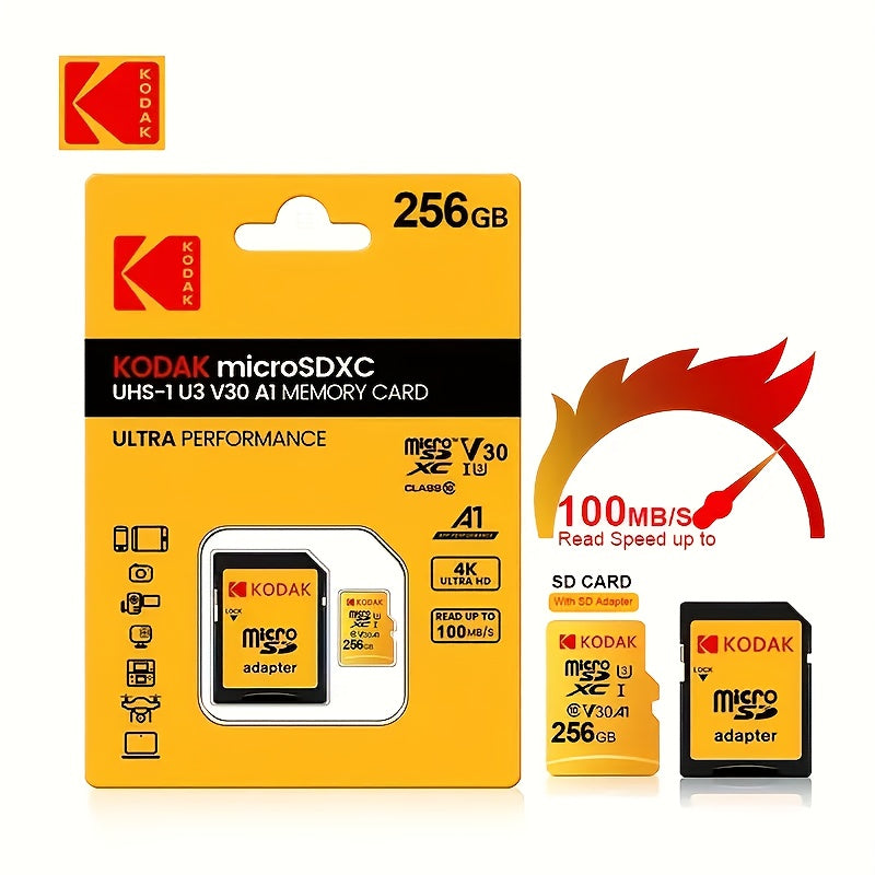 Kodak High Speed Memory Card for Driving Recorder, Surveillance Camera, and Mobile Devices, available in various sizes.