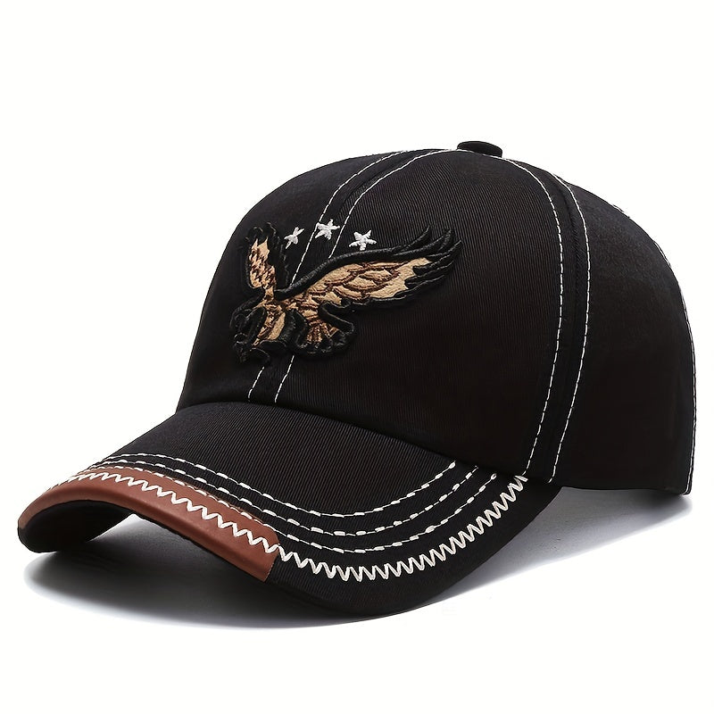 Perfect for outdoor sports, this unisex sunshade baseball cap features an eagle embroidery and breathable fabric. A great gift idea!