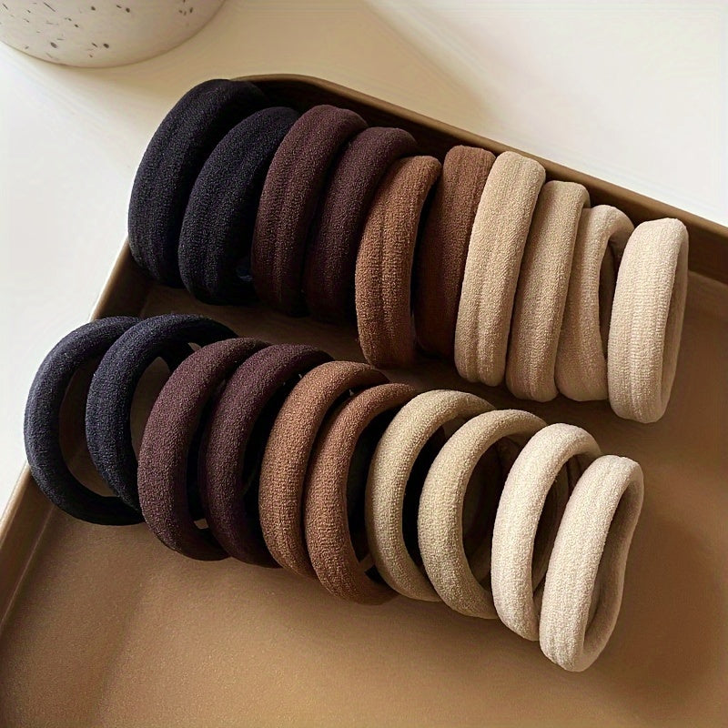 Solid color elastic hair rings in various quantities with anti-slip feature, suitable for daily use and holiday gifts.