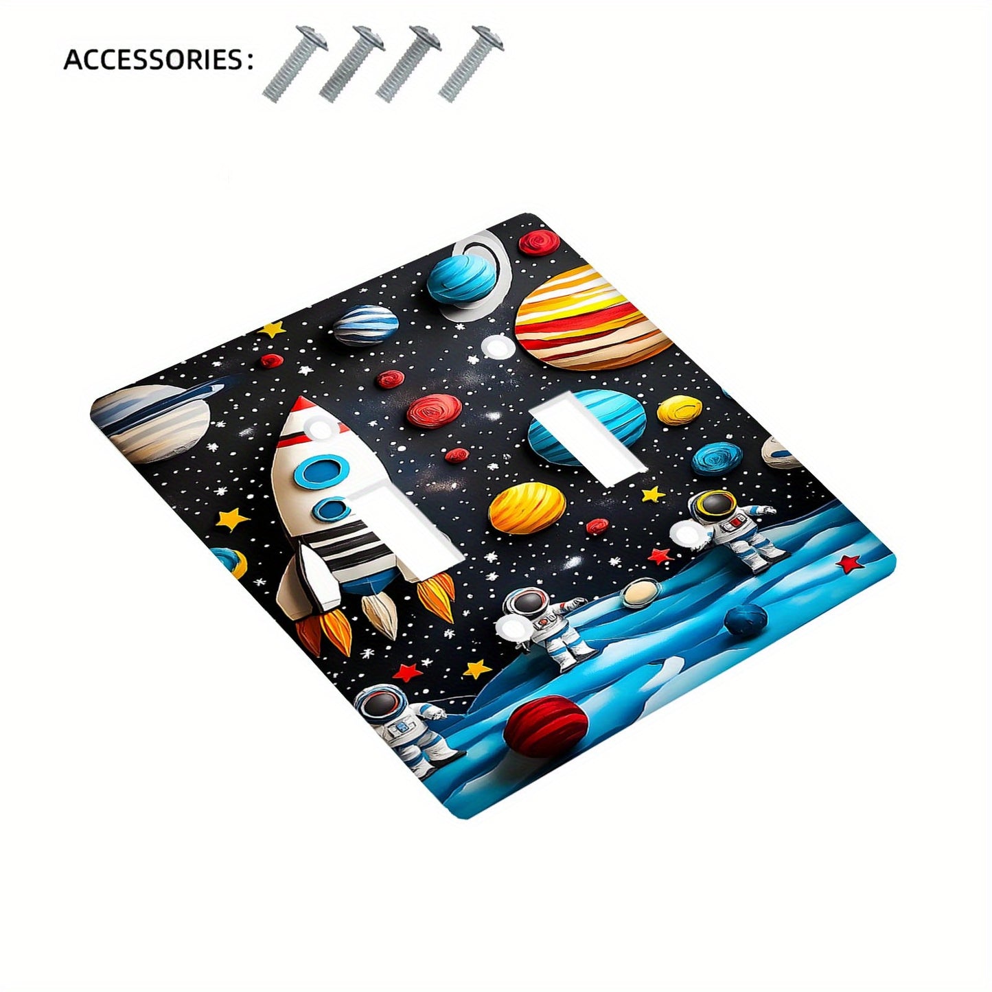 Cartoon rocket and planets light switch cover, easy to install