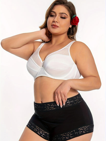 Plus Size Women's Full Cover Mesh Bra with Underwire