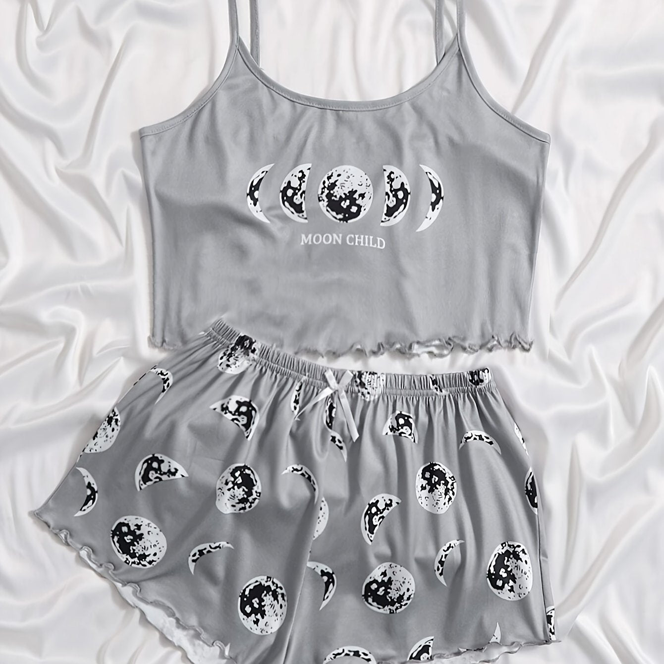 Women's pajama set with moon theme print