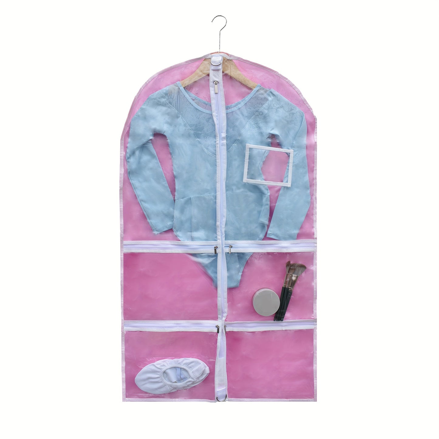 Durable Dust-Proof Organizer for Kids' Dance Skirts - Waterproof Hanging Bag with Clear Window, Ideal for Traveling and Storing Competition, Sports, Skating, Drama, and Pageant Attire