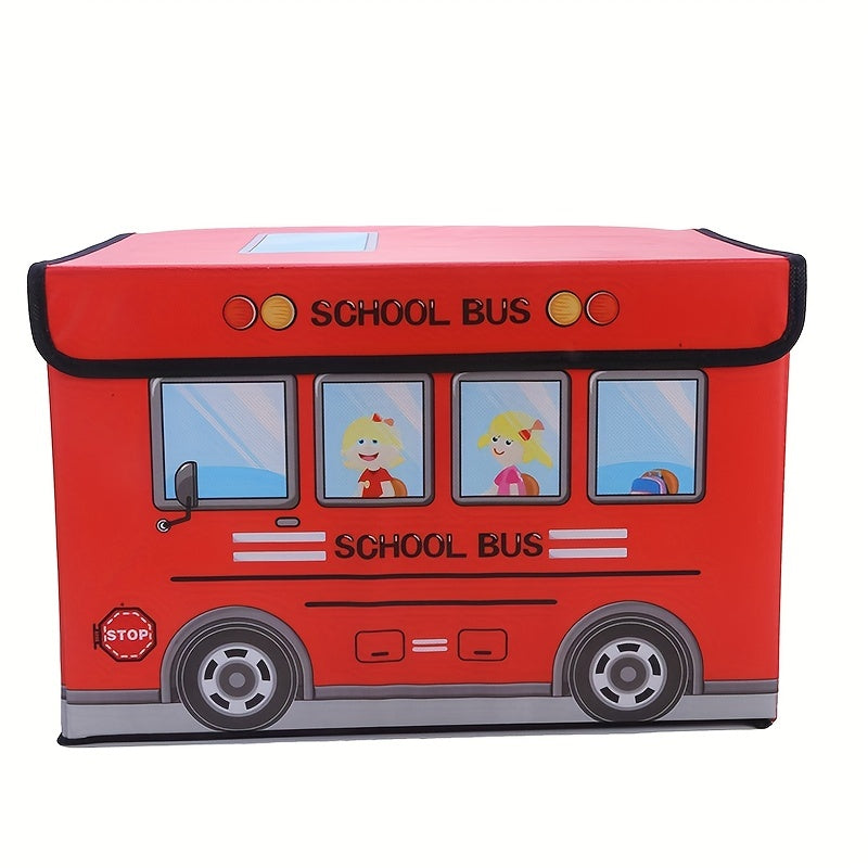 1pc Cartoon Car Storage Box that can be folded and used for office, dormitory, and home storage. It is waterproof and moisture-proof, suitable for storing students' tools, snacks, and