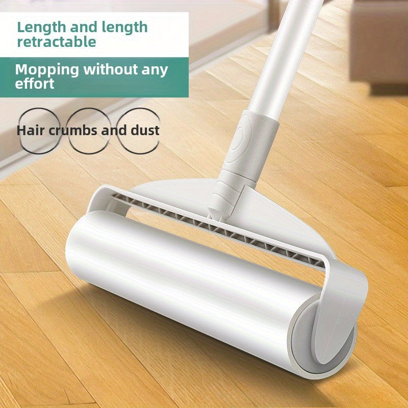 Extendable Long Handle Lint Roller, Perfect for Removing Hair and Pet Hair from Living Room, Bedroom, Clothes, and Bedding - Great for Floor and Carpet Cleaning, No Electricity Needed