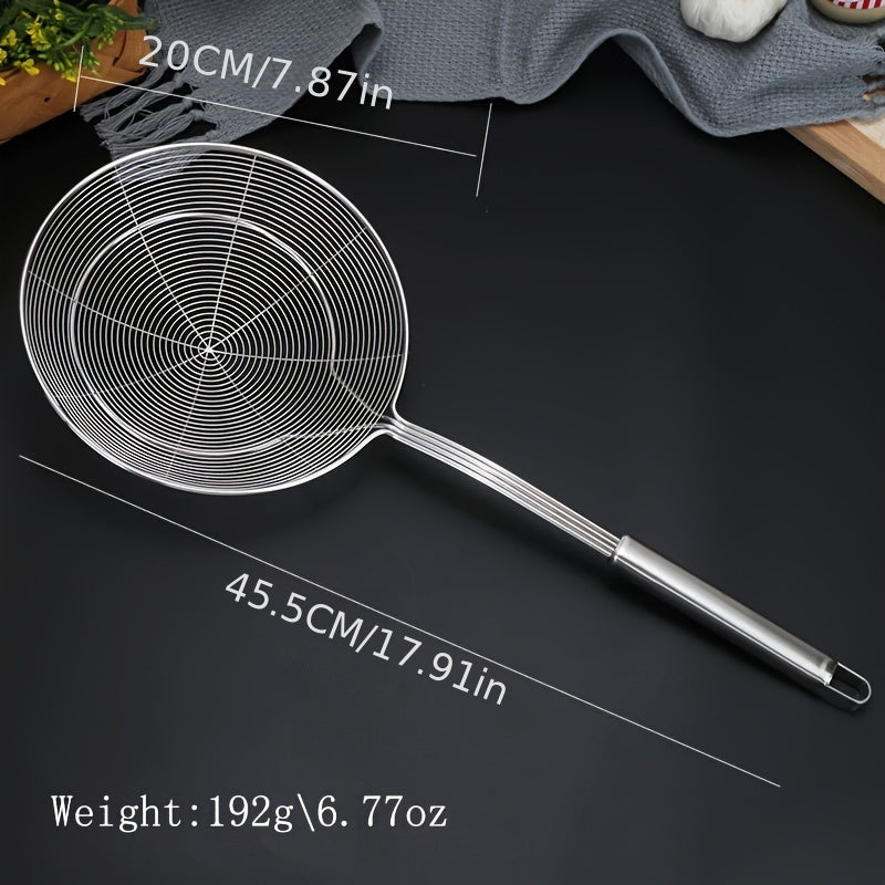 Stainless Steel Wire Skimmer Ladle with Handle - Perfect for Frying and Cooking in the Kitchen