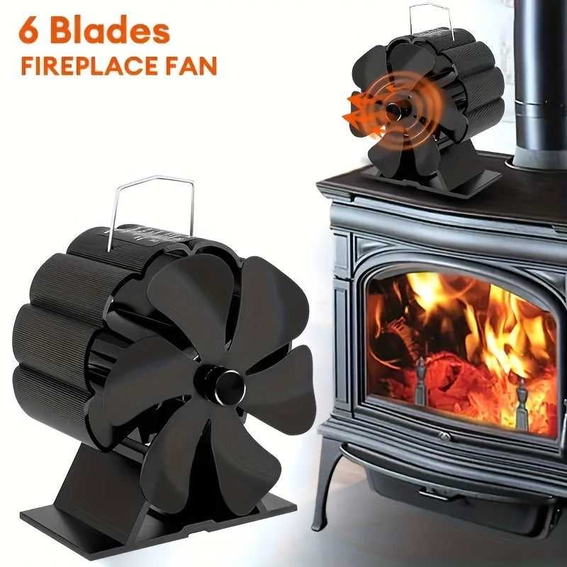 Premium 6-Blade Heat Powered Stove Fan - Silent, Effective Air Circulation for Warm and Cozy Home Heating with Wood & Gas Burners - Made with Durable Aluminum Alloy, Battery-Free Operation