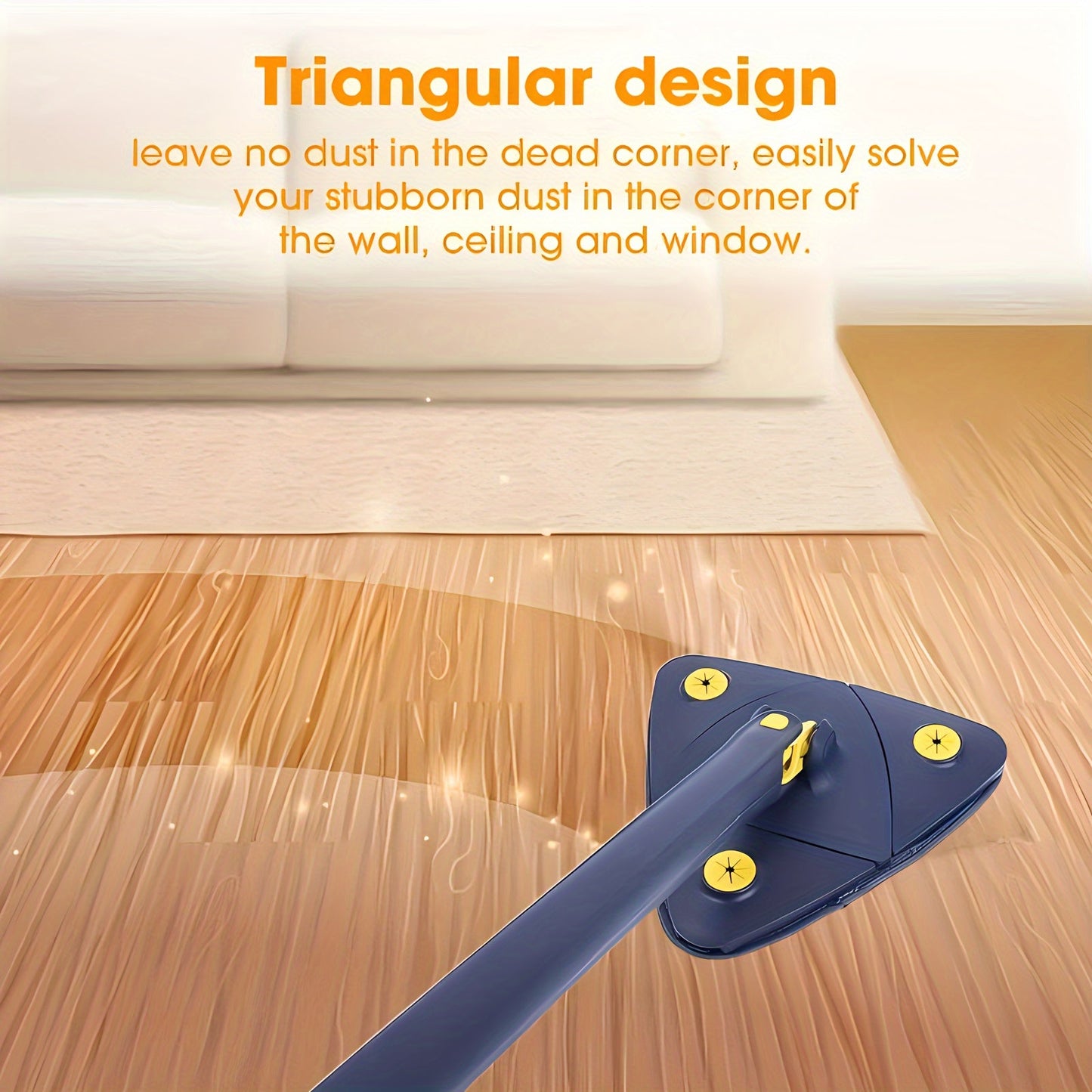 Triangular-shaped Flexible Drill Joint Dust Mop Head with Super Fine Fiber Cloth for Effortless Corner Cleaning