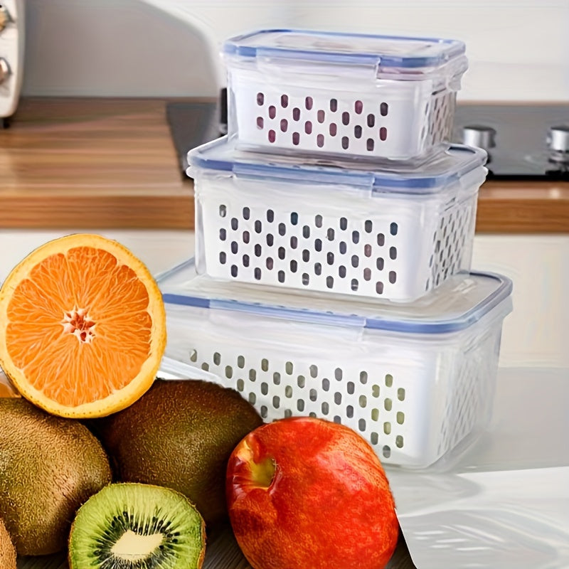 Keep your fruits, vegetables, berries, and meat fresh longer with this set of 9 large leakproof fridge storage containers featuring removable colanders. Dishwasher safe for easy cleaning.