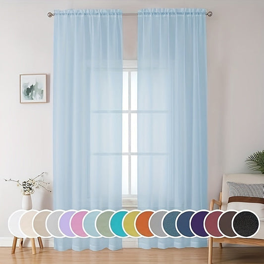 [Top Pick] Add a touch of elegance to your home with these stylish terylene gauze curtains. The two-piece set features a semi-transparent design in a plain color, perfect for creating a breathable and lightweight atmosphere in any room. Hang them with