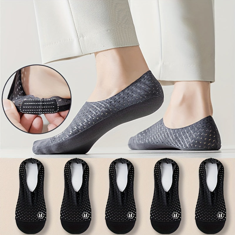 5 Pairs of Men's Invisible Socks with Anti-slip Bottoms