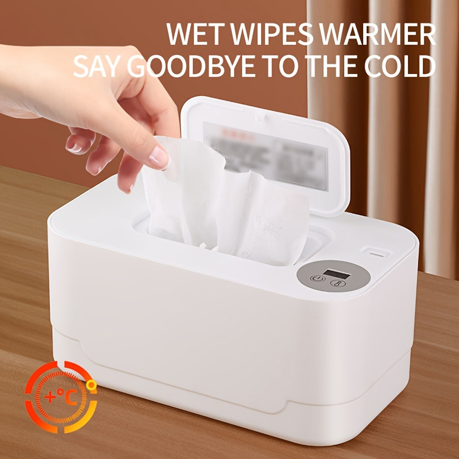 Portable wipes warmer with constant temperature insulated dispenser, featuring a 10W power USB heating box, three-speed temperature adjustment from 55-65 degrees.