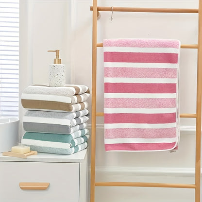 6-piece set of soft, quick-dry striped towels with high absorbency, ideal for home, hotel, spa, beach, gym, or yoga. Features a contemporary geometric space theme in knit fabric, weighing 280gsm.