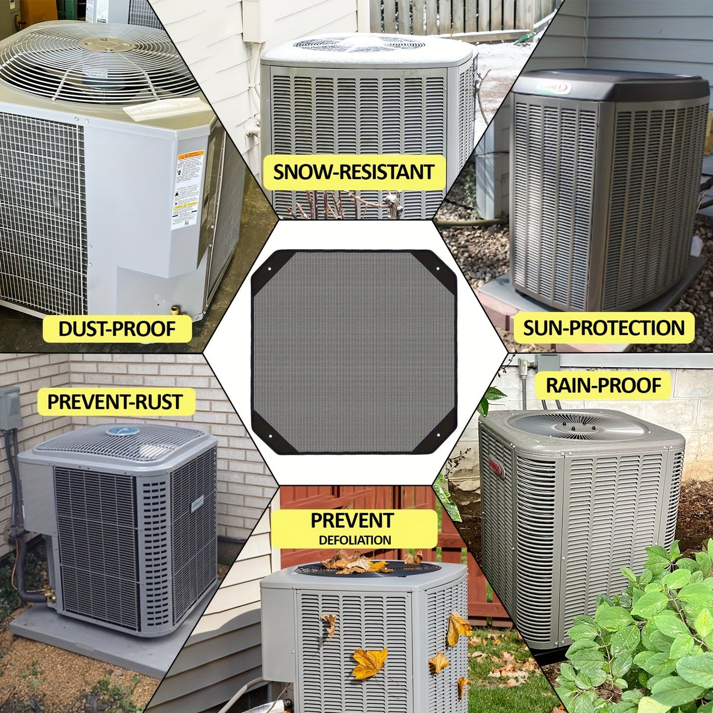 Durable PVC Mesh Outdoor Air Conditioning Unit Top Cover - Fits All Units, No Electricity Required, Provides Protection from Debris and Elements for Condenser Compressor, Includes Elasticated Cord for Secure Fit