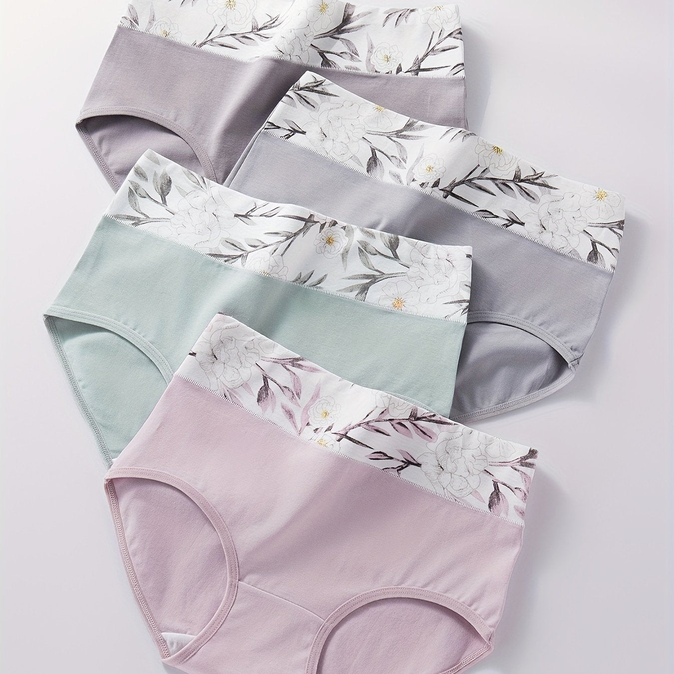 Colorblock Floral Print Seamless Briefs - Comfy, Breathable, Stretchy Women's Panties