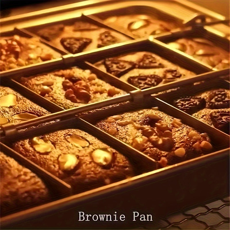 Cake Pan With Dividers, 1 piece, measures 30.99cm X 19.51cm. Also includes a Mini Loaf Pan and a Non-Stick Square Muffin Pan. This Bakeware set is essential for your baking needs and is suitable for use in the oven. Perfect addition to your Kitchen