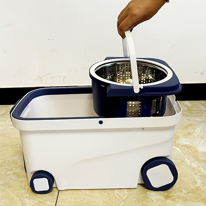 One-piece Rotating Mop and Bucket Set with 4 Wheels, featuring a Liquid Dispenser, Wringer Set, and 360-Degree Rotating Mop Bucket for Floor Cleaning and Mopping. This Household Rotating Mop, also known as a Lazy Mop or Dust Mop, is suitable for both wet