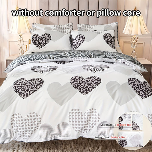 Multicolor Printed 3-Piece Duvet Cover Set for Bedroom/Guest Room - Soft and Comfortable, includes 1 Duvet Cover and 2 Pillowcases (Core not included)