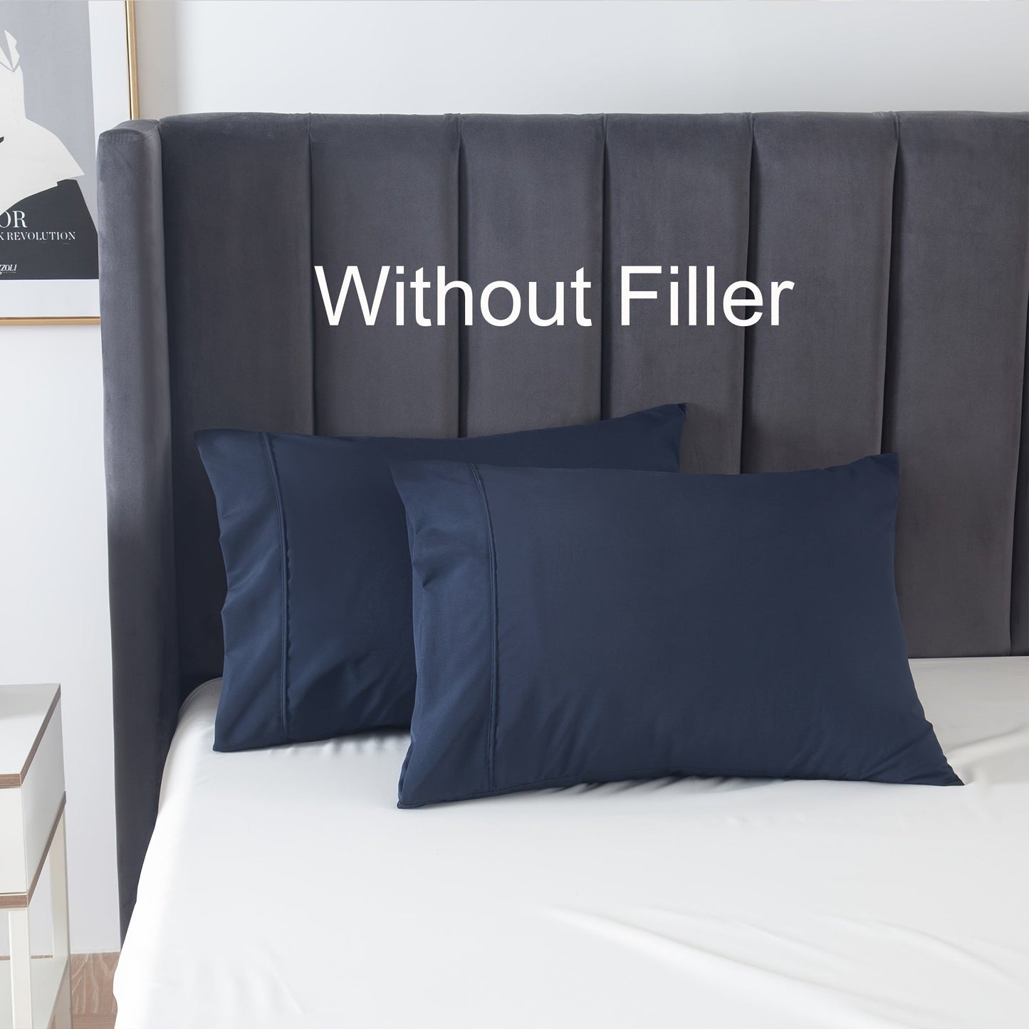 Get a set of two brushed polyester pillowcases that feature a soft and breathable fabric with an envelope closure. These pillowcases come in a solid color and are machine washable with no embellishments. They are constructed with woven sanded