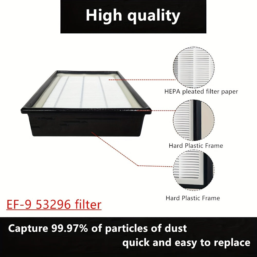 Compatible with Kenmore & Elite Upright and Canister Vacuums, our Premium HEPA Filter EF-9 53296 captures 99.97% of Dust, Pet Hair, and Allergens