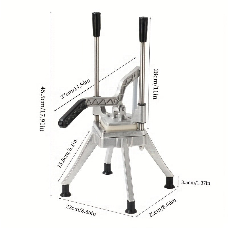 One-piece Commercial-Grade Aluminum Potato Masher: A Manual Kitchen Press for Mashed Potatoes, featuring a Multifunctional Vertical Cutter & Dicer and Portable French Fry Maker.