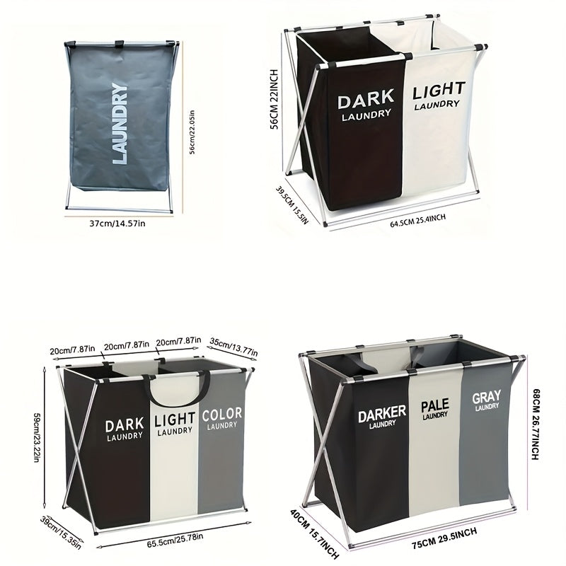 One piece of a 35-liter foldable laundry hamper with an aluminum frame. This portable, waterproof dirty clothes storage laundry basket is perfect for use in the bathroom, bedroom, and home. It measures 60.96cm × 35.56cm × 58.42cm.