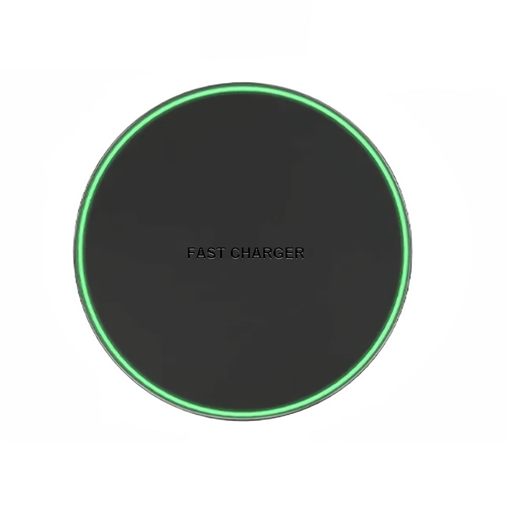 Wireless charging pad with USB-C, LED indicator for mobile phones.