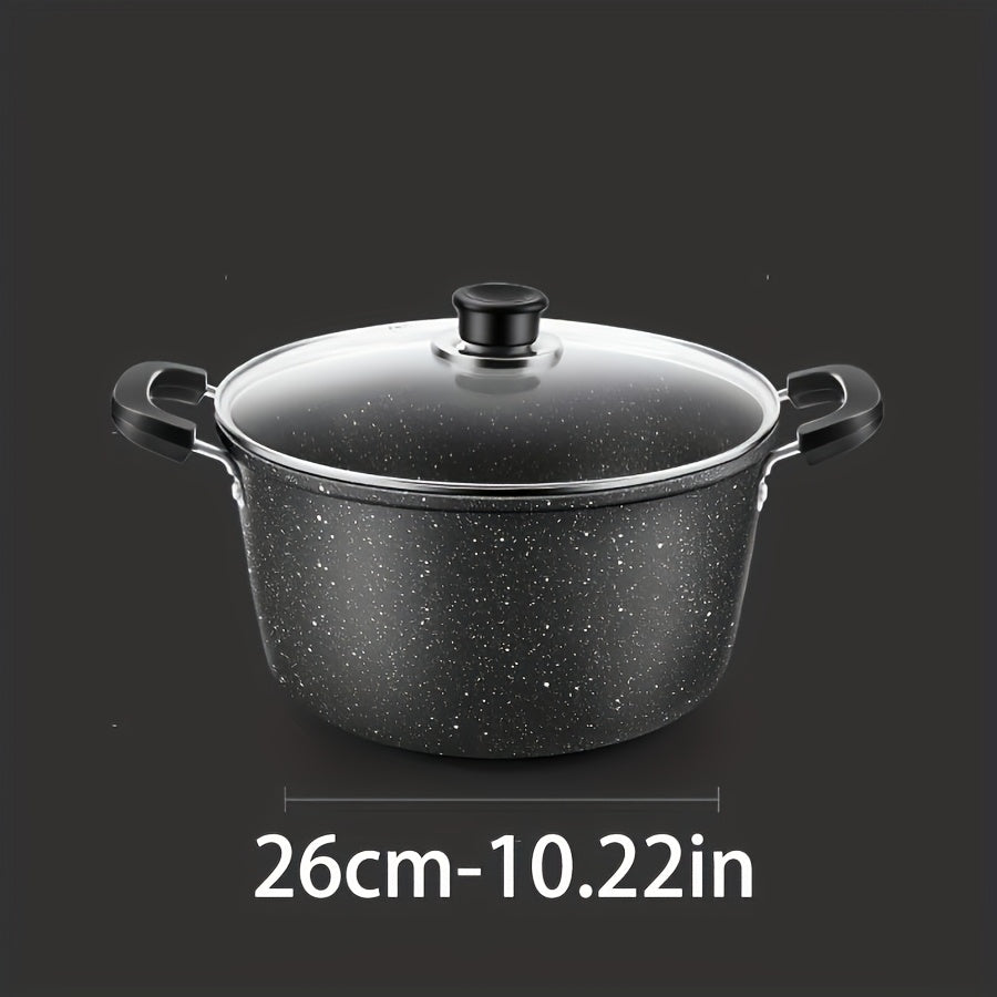 Set of 3 Maifan Stone Non-Stick Cast Iron Cookware Pieces, Suitable for All Stove Types, Hand Wash Only, Comes with Lid - Must-Have Kitchen Set