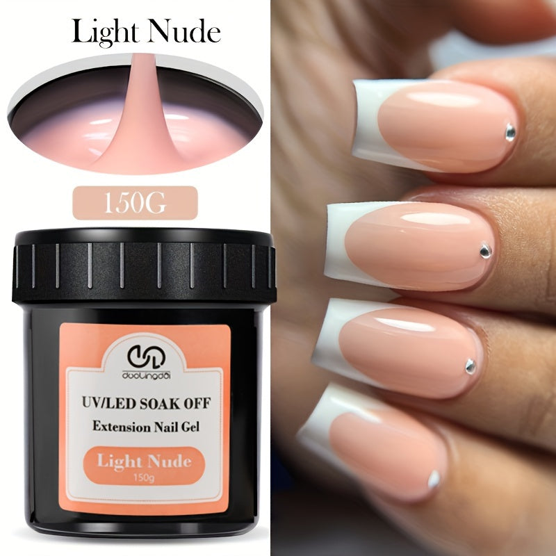 150g Fast-Dry Camouflage Color Acrylic Nail Extension Gel - UV/LED Compatible, Soak-Off Hard Jelly Formula, Odorless, Ideal for French Manicure and Nail Building Extensions, Gel Nail