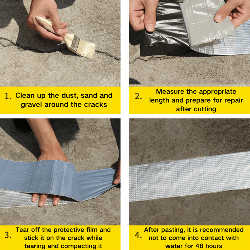 Waterproof self-adhesive aluminum foil tape caulk for sealing leaks on tile roofs, pipes, and home renovations. 1 roll, 5cm x 100cm.