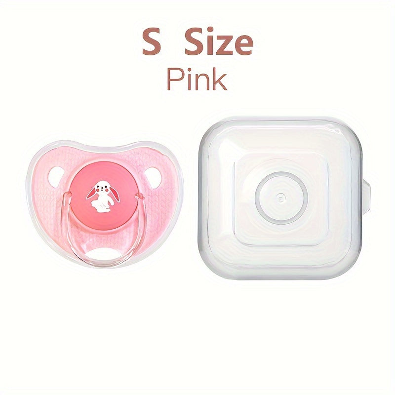 Silicone pacifier for newborn babies designed in a cartoon pattern of a thumb shape, suitable for soothing toddlers, with a PP storage box included.