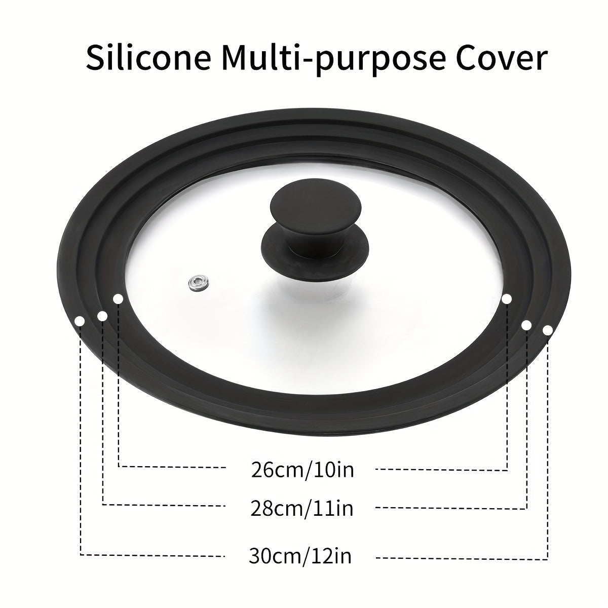 Black Universal Silicone Lids: Suitable for Cookware, Glass Tops on Skillets, Pots, Frying Pans, Cast Iron, CrockPot