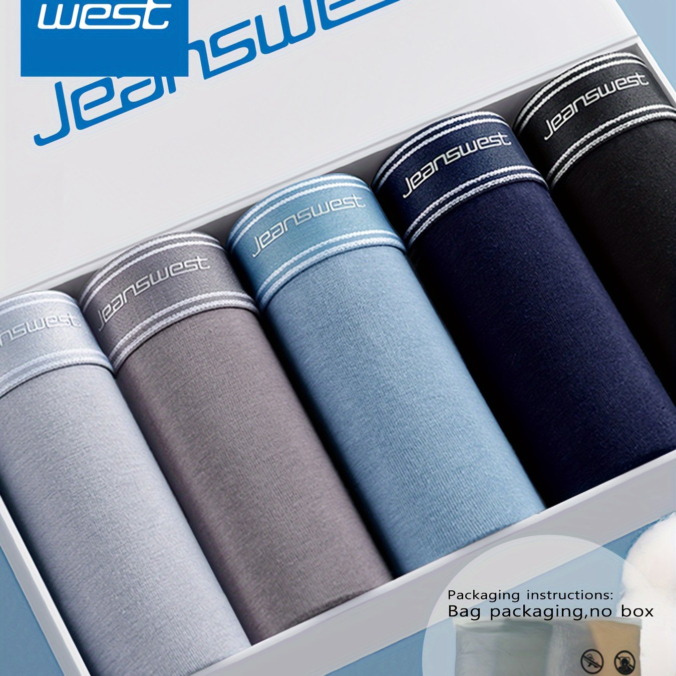 JEANSWEST Men's Solid Stretchy Cotton Boxer Briefs - 5 Pcs, Stylish High Quality, Comfy, Quick-Drying, Breathable Set.