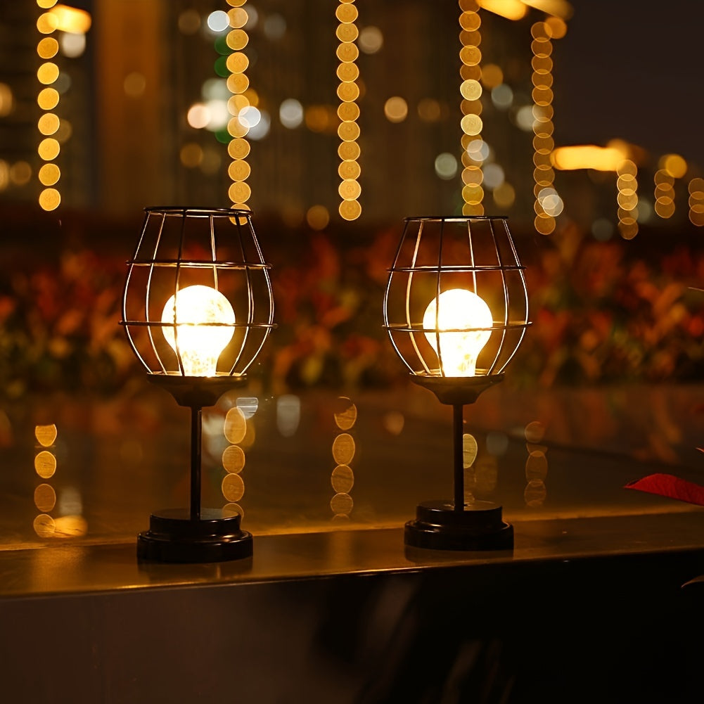 Modern accent light, krlviil Iron Wire Cage Design Night Light is a 0.5W Battery-Powered LED Lamp that provides decorative table lighting for the bedroom or living room. This light fits three AA batteries (batteries not included).