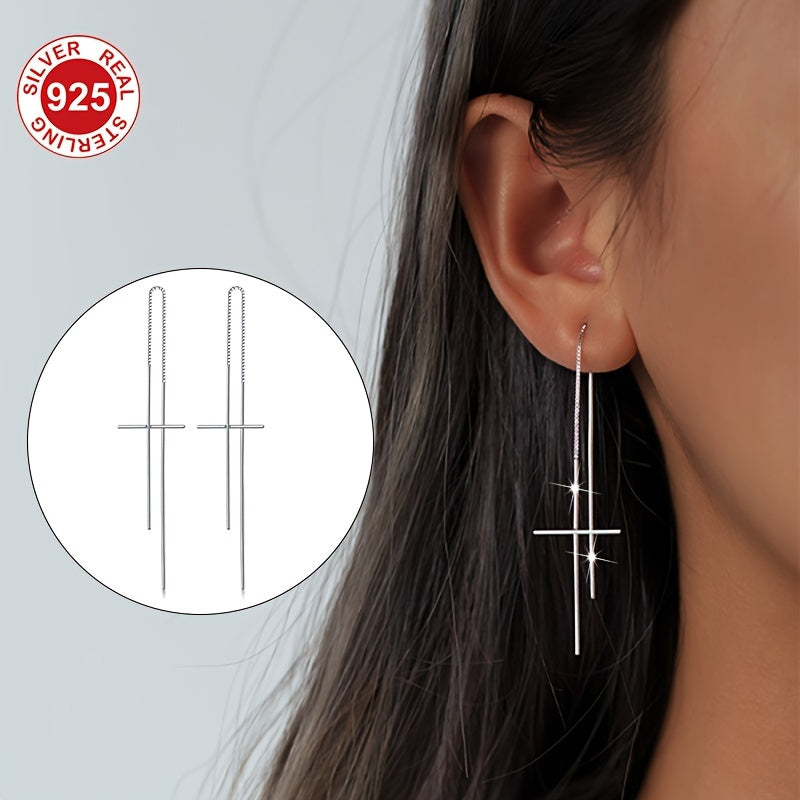 These stunning Long Tassel Earrings are both chic and sophisticated, crafted from S925 Sterling Silver with a low allergy coating. The elegant design features a Cross-shaped Ear Thread, making them perfect for everyday wear, parties, and special