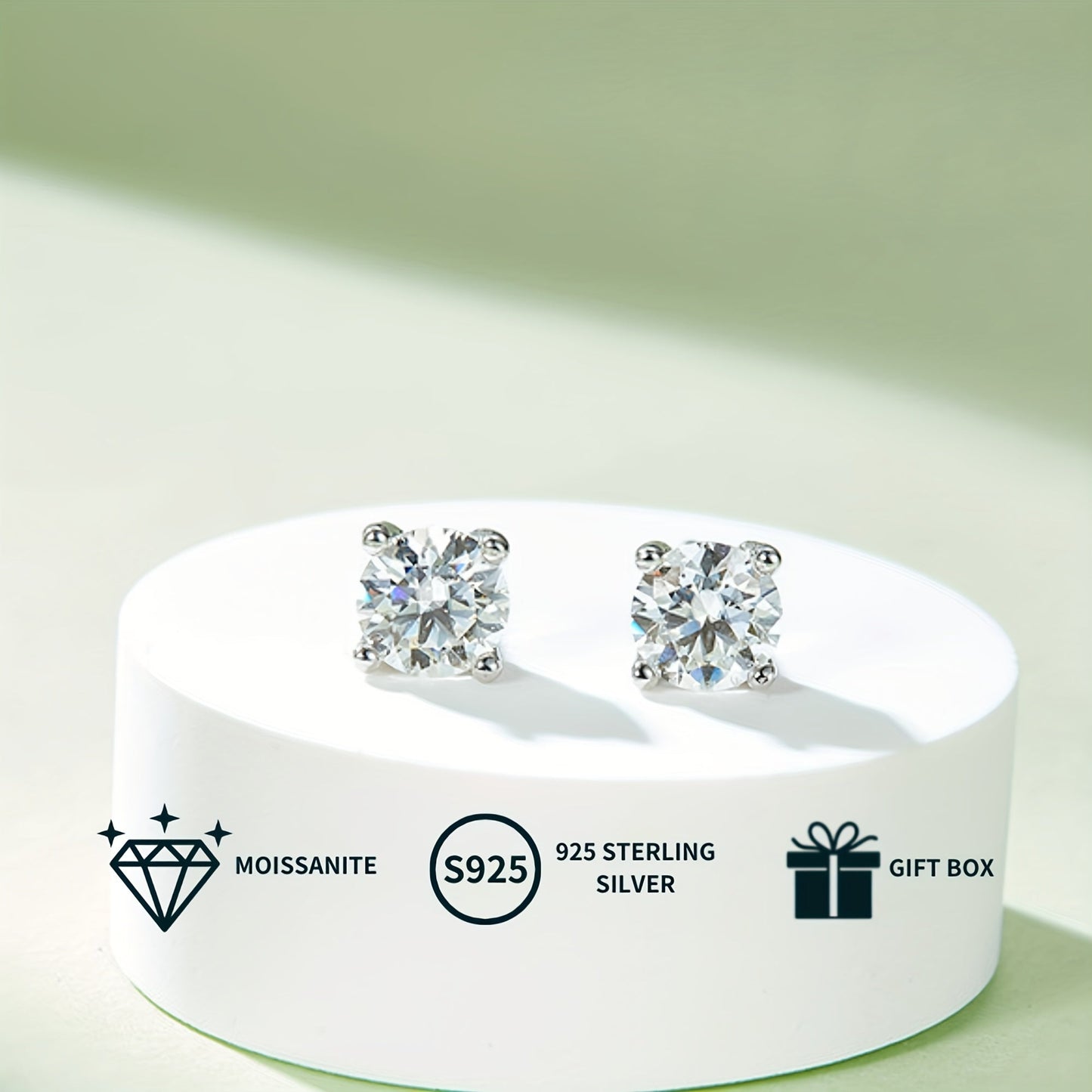 Stylish Moissanite Jewelry Set for Women - Featuring a 1.0CT/2.0CT Pendant Necklace & Stud Earrings, Beautifully White Gold Plated S925 Silver, Ideal for Engagement, Wedding, or Special Occasions. Comes with a Luxurious Gift Box, Perfect for Gifting at