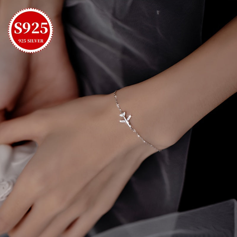 925 Silver Paper Airplane Bracelet with 18K Golden Plating and Synthetic Zirconia, Hypoallergenic, Anti-Tarnish, Includes Gift Box, Ideal for Daily Wear & Thanksgiving, Suitable for All