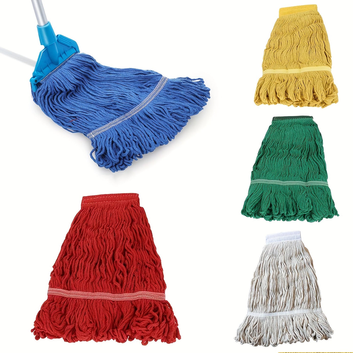 5 Pack of Heavy Duty Commercial Mop Replacement Heads - Made with Cotton Blend Looped-End String, These Wet Mop Refills are Industrial Strength and Highly Absorbent for Standard Cleaning Needs