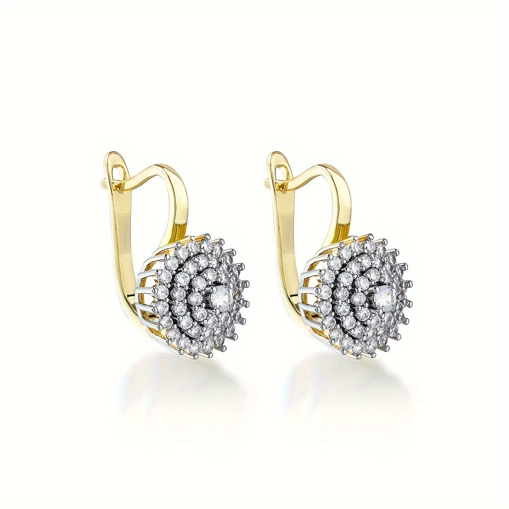 Stunning Jewelry Set Featuring 18K Gold-Plated Hollow Design Earrings & Ring Adorned with Sparkling Cubic Zirconia, Ideal for Everyday Chic or Special Occasions