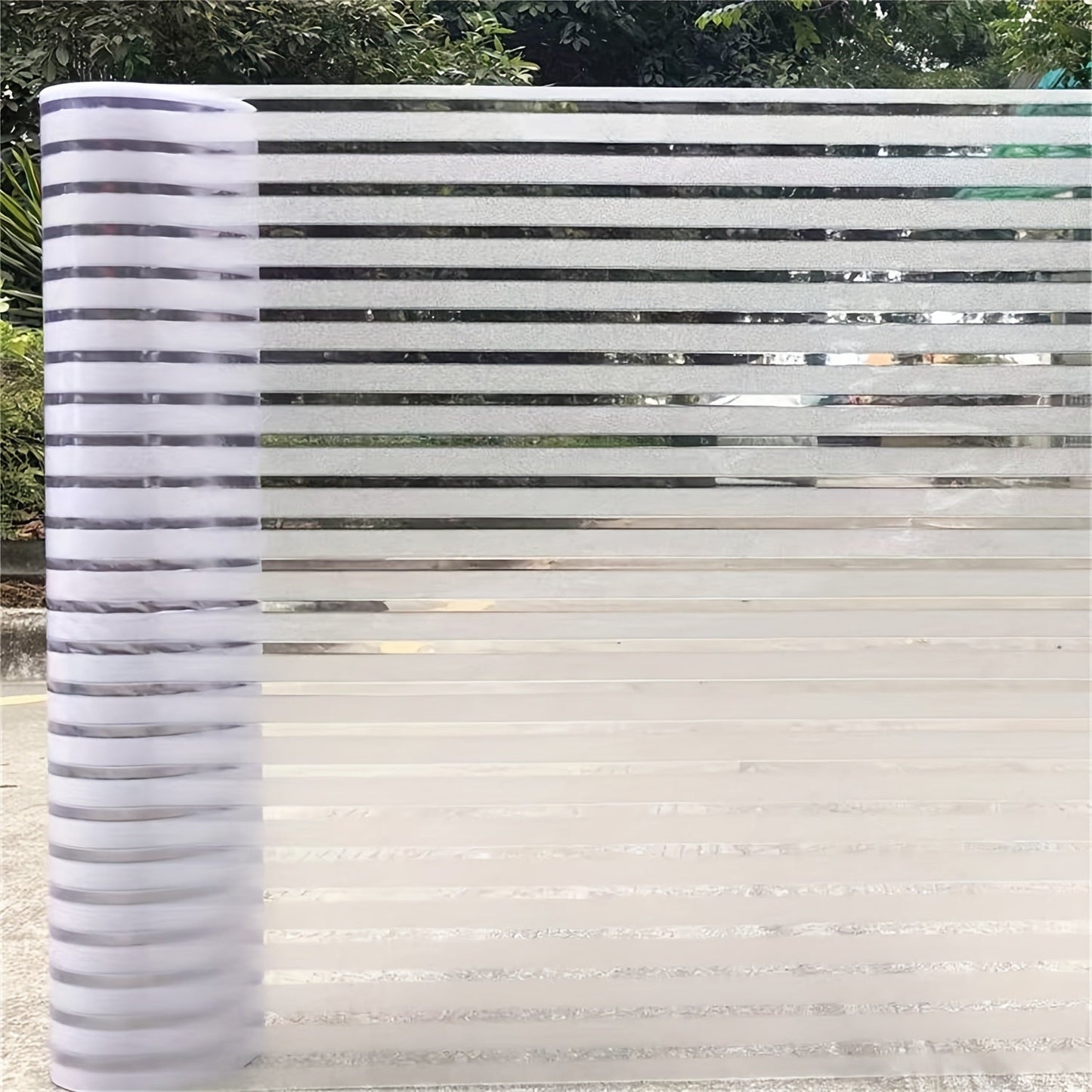 1 roll of 1/2 inch striped anti-peeping glass film, PVC waterproof adhesive window sticker, perfect for enhancing the décor in offices and homes.