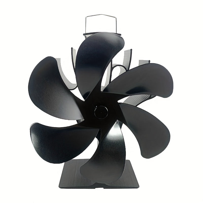 Portable 6-Blade Fireplace Fan with Large I-Base, Resistant to High Temperatures - Efficient Heat Distribution without the Need for Power