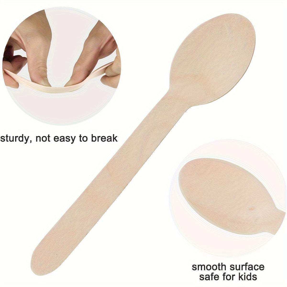 Set of 100 Disposable Birch Wood Tableware - Includes Wooden Spoons measuring 13.97cm - Ideal for Outdoor Events, Parties, Weddings, Valentine's Day, Thanksgiving, and Dinner Parties - Great for Christmas and Thanksgiving Celebrations