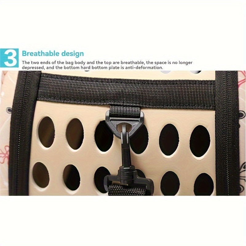 Portable, foldable cat carrier with breathable design and durable shell, ideal for outdoor adventures.